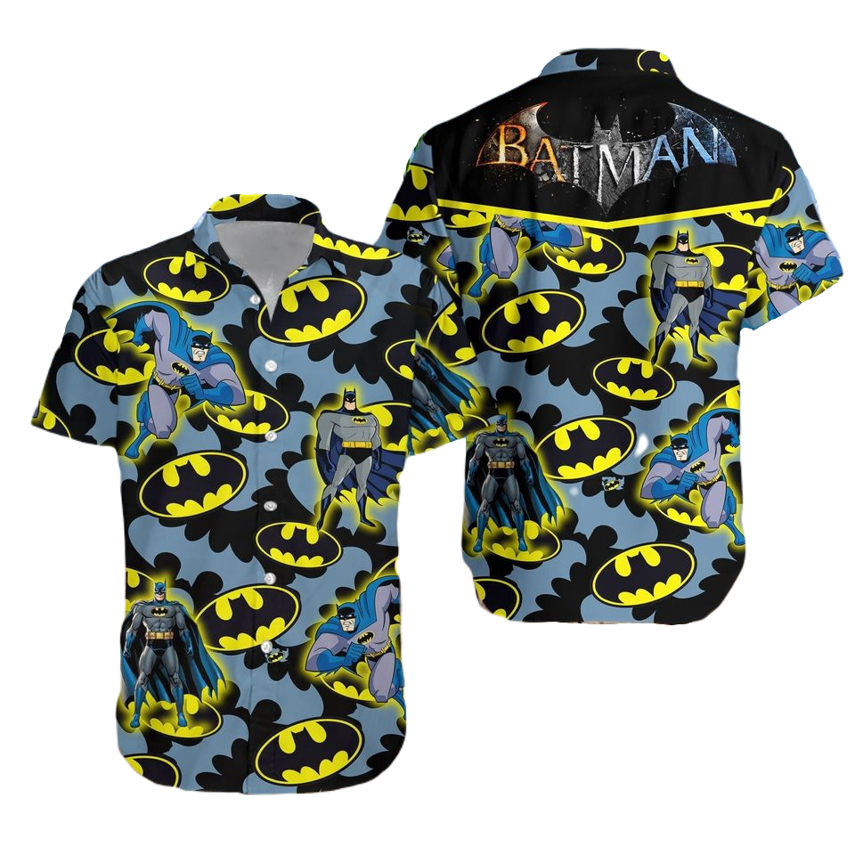 NoClaws Batman Hawaii Shirt DC All Batman Versions And Symbol Pattern Hawaiian Shirt Black Blue Unisex
