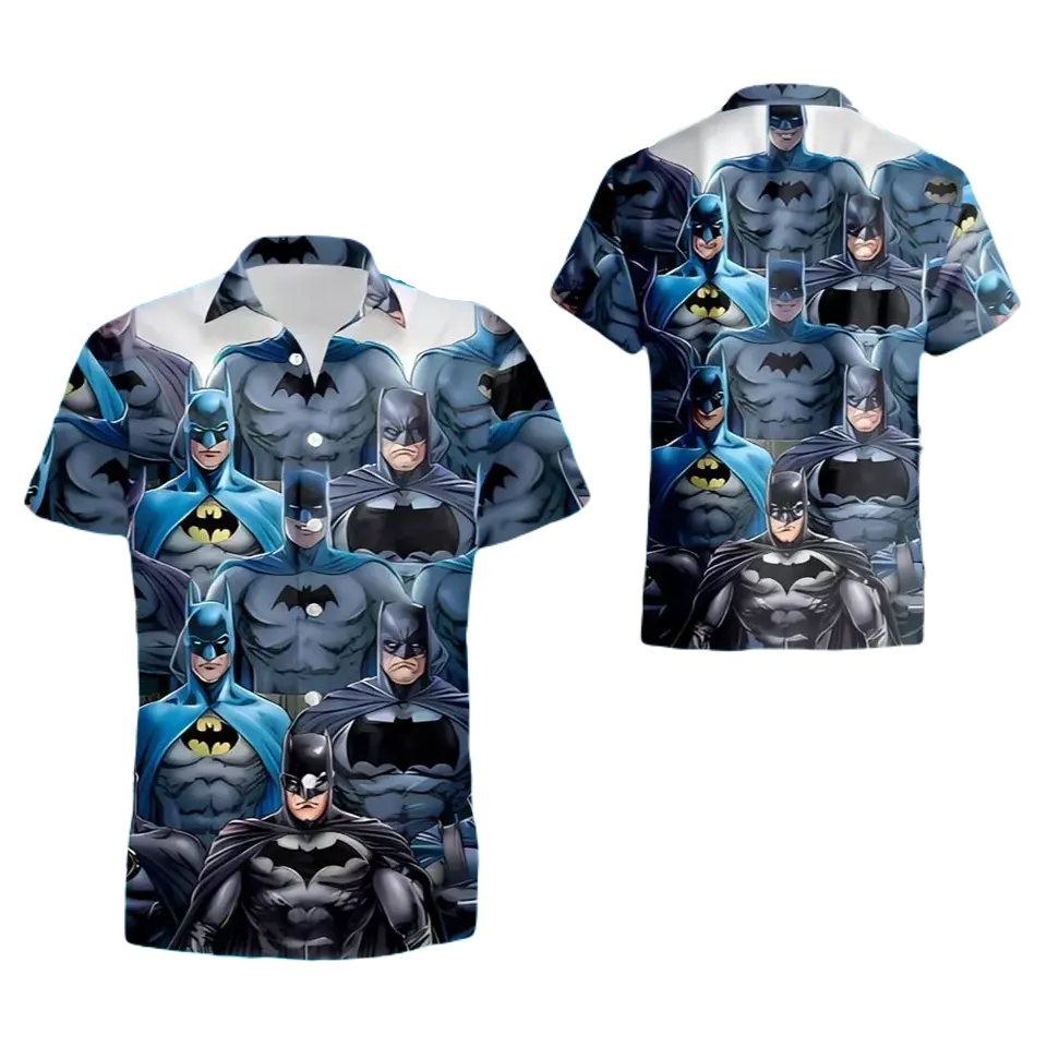 NoClaws Batman Hawaii Shirt DC All Batman Versions Graphic Hawaiian Shirt Blue Unisex