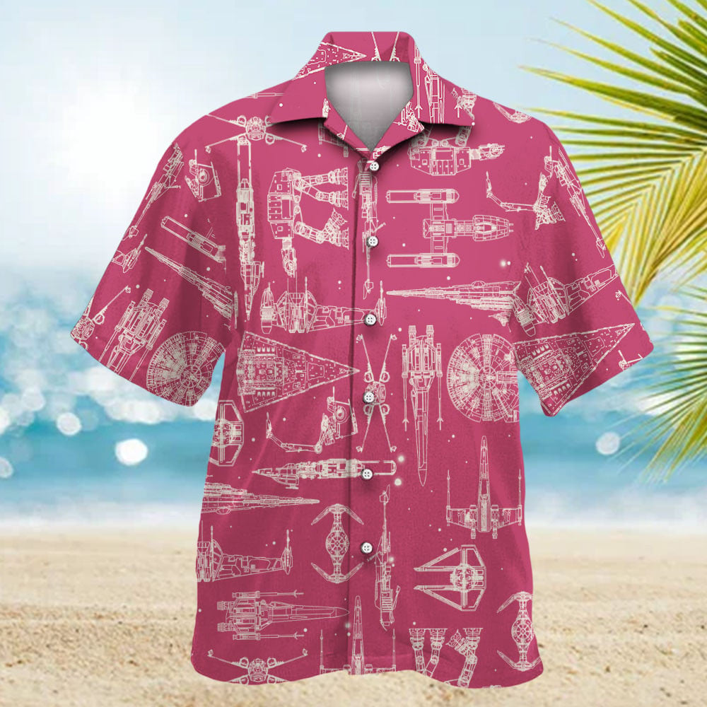 Space Ships Stwa Pink - Hawaiian Shirt