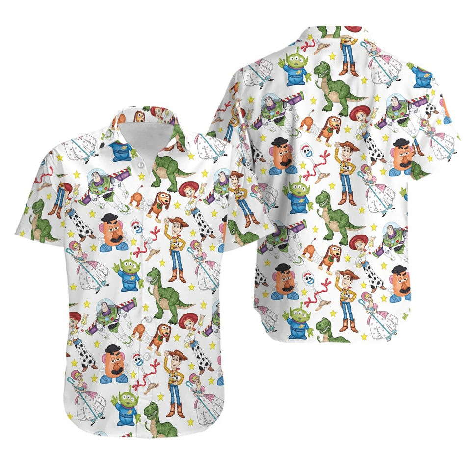 Toy Story Hawaii Shirt Disney All Toy Story Characters Pattern Hawaiian Shirt White Unisex