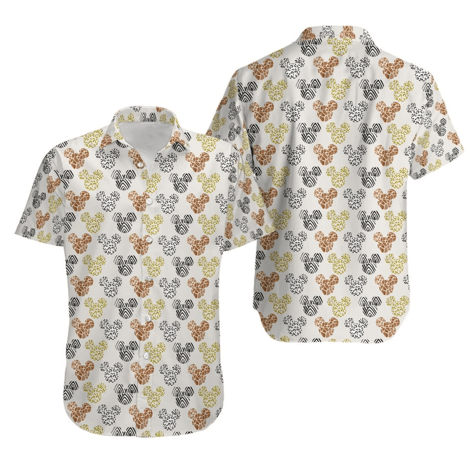 NoClaws MM Hawaii Shirt Disney Safari Style MM Ears Pattern Hawaiian Shirt Colorful Unisex