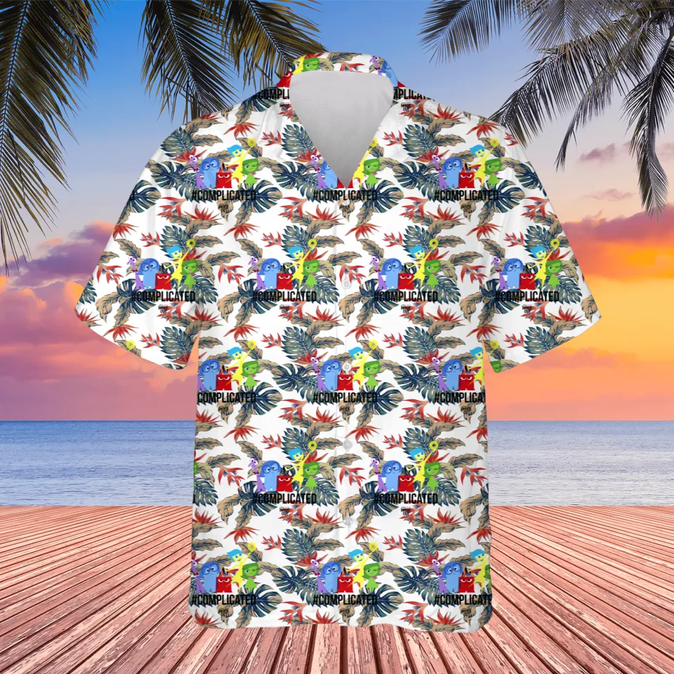 NoClaws Inside Out Hawaii Shirt Disney Emotions Complicated Tropical Pattern Aloha Shirt Colorful Unisex
