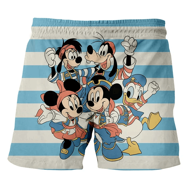 Disney Shorts Disney Characters in Ship 's Crew Uniform Beach Shorts Blue White