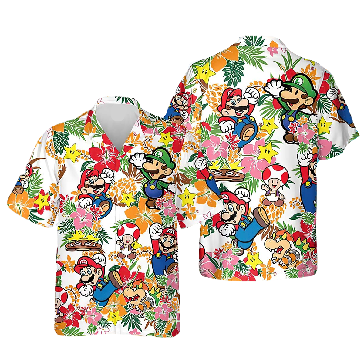 NoClaws Mario Hawaii Shirt Super Mario And Friends Aloha Shirt Colorful Unisex