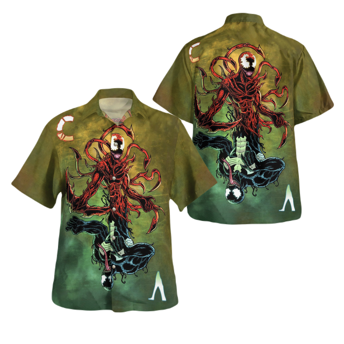 Venom Hawaii Shirt Disney Venom And Carnage Graphic Hawaiian Shirt Green Unisex