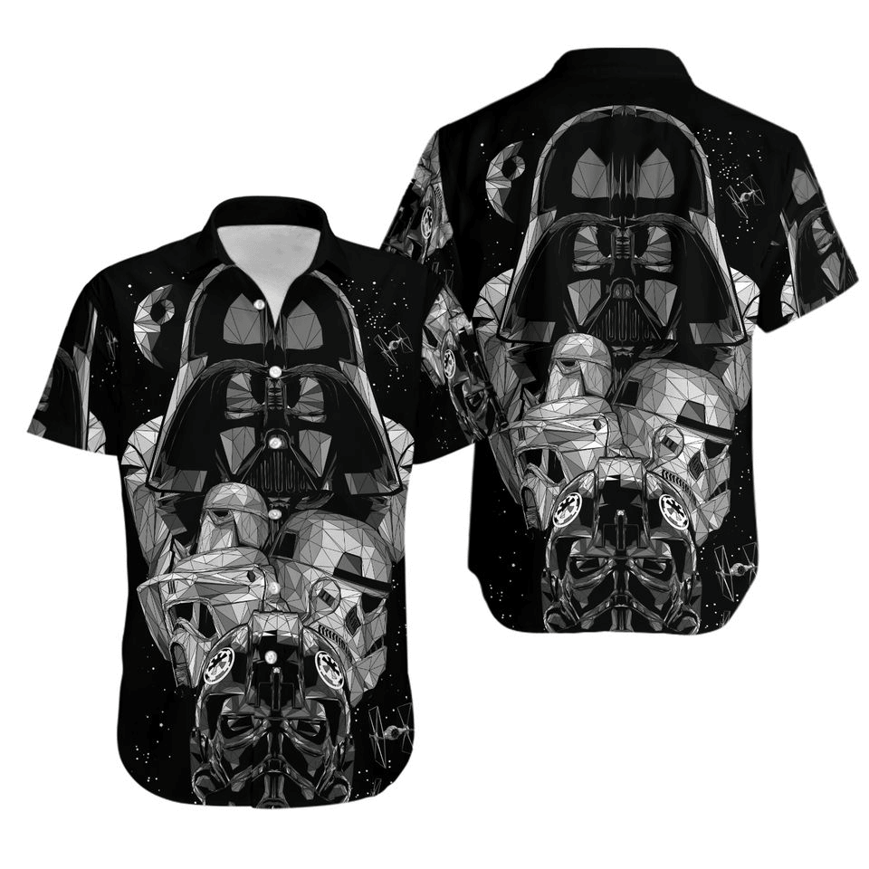 NoClaws Star Wars Hawaii Shirt Darth Vader Stormtrooper Geometric Art Hawaiian Shirt Black Unisex