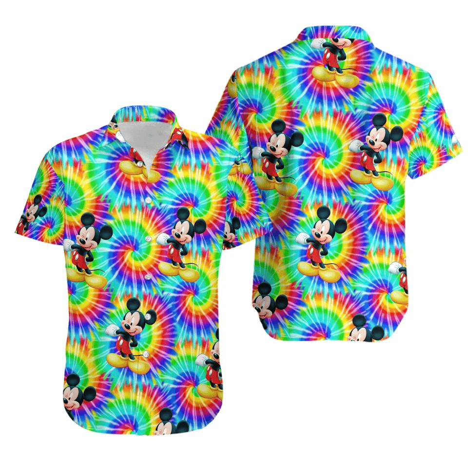 NoClaws MM Hawaii Shirt Disney MM Twinking Pattern Tie Dye Style Hawaiian Shirt Colorful Unisex