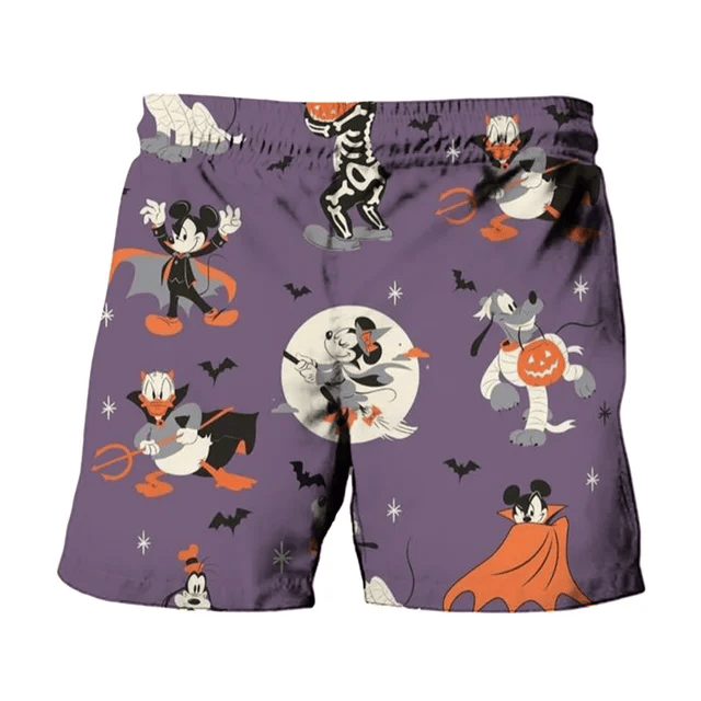 Disney Shorts Disney Character Halloween Costume Pattern Beach Shorts Purple