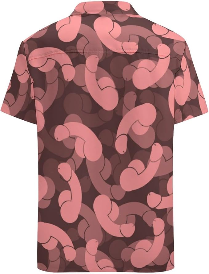 NoClaws Funny Hawaii Shirt Funny Pnis Male Pattern Hawaiian Shirt Pink Unisex