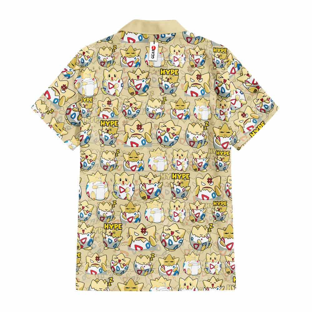 NoClaws NoClaws Pokemon Hawaii Shirt Pokemon Togepi Egg Expresions Hype Pattern Hawaiian Shirt Yellow Unisex