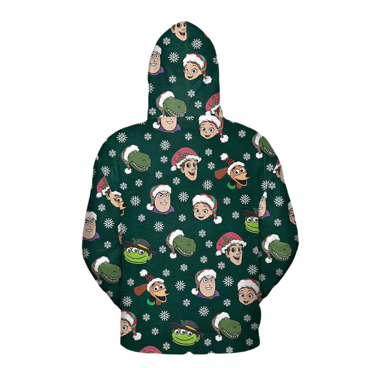 Toy Story Hoodie DN Toy Story Characters Christmas Hat Faces Hoodie Green Unisex