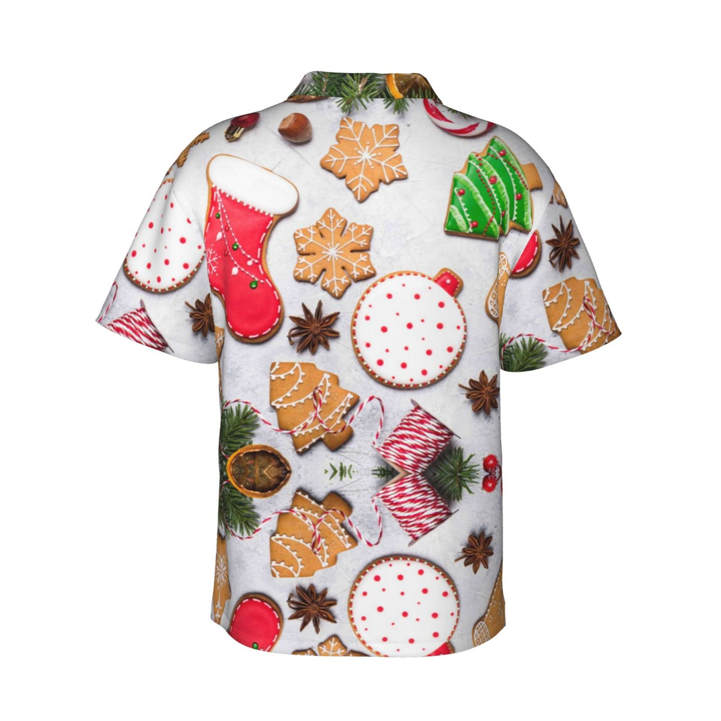 NoClaws Christmas Hawaii Shirt Christmas Gingerbread Cookies Pattern Hawaiian Shirt Colorful Unisex