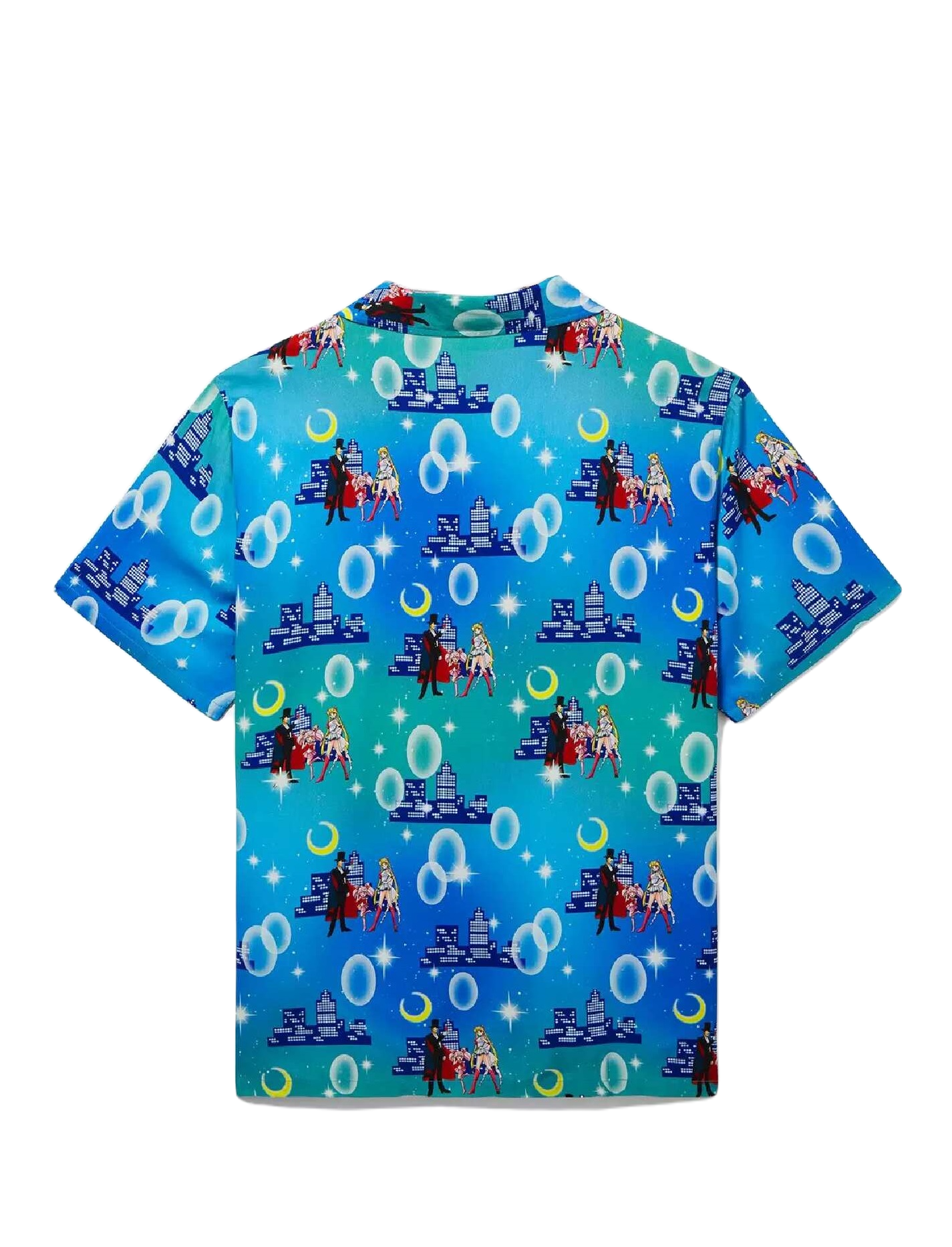 NoClaws NoClaws Sailor Moon Hawaii Shirt Guardian Sailor Moon Nighttime Hawaiian Shirt Blue Unisex