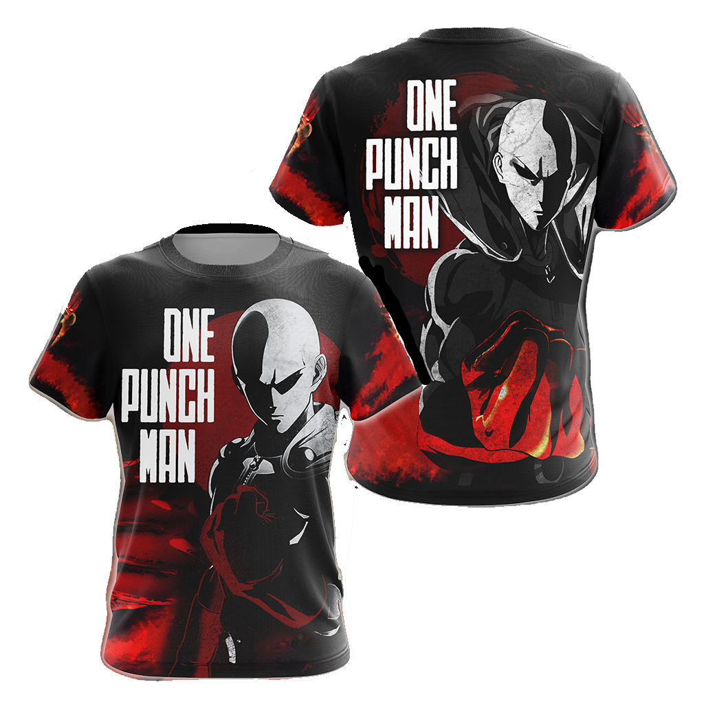 One Punch Man Hoodie One Punch Man Saitama Silhouette T-shirt Black Red Unisex