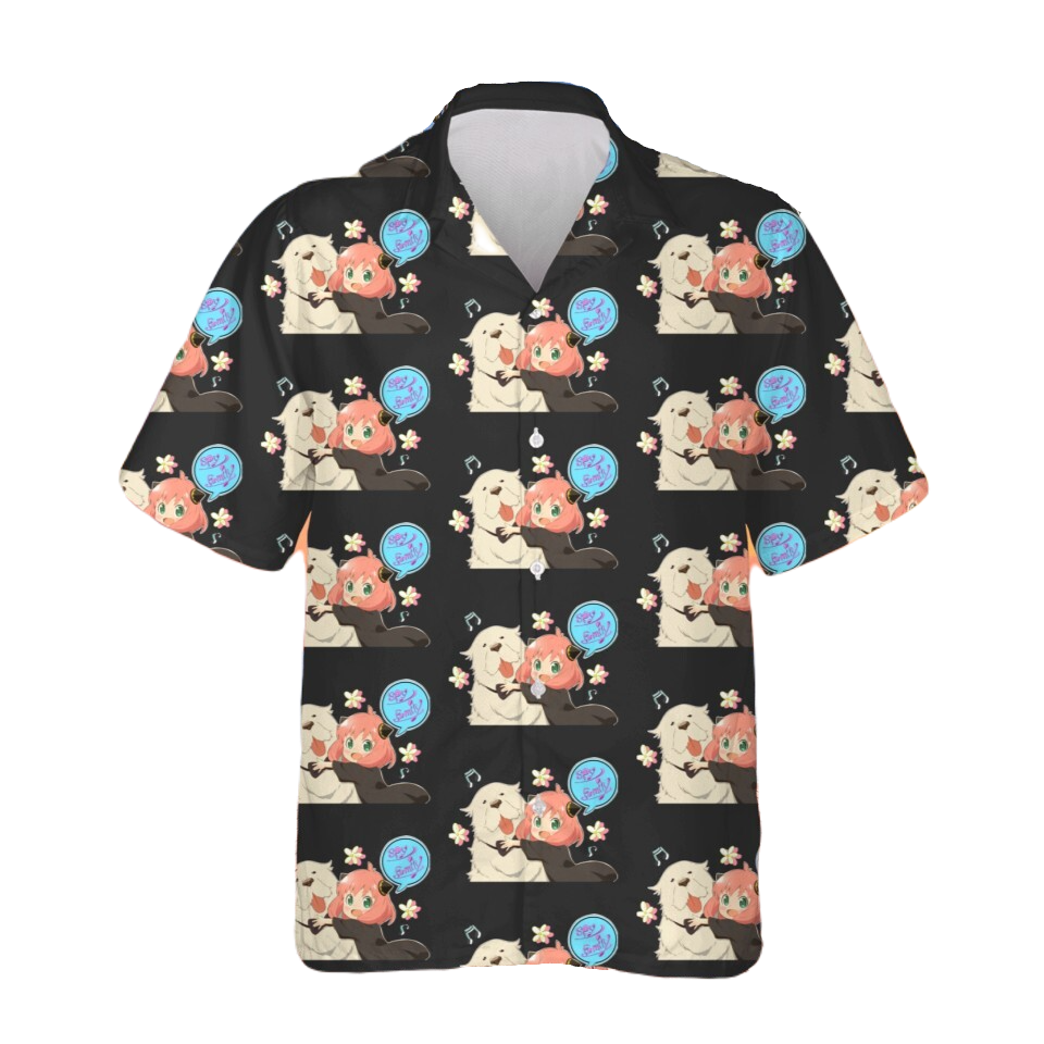 NoClaws NoClaws Spyxfamily Hawaii Shirt Bond With Anya Pattern Hawaiian Shirt Black Unisex