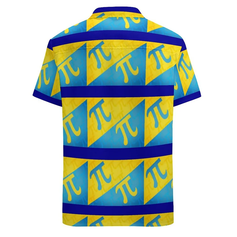 NoClaws Pi Hawaii Shirt Pi Symbol Math Pi Day Aloha Shirt Blue Yellow Unisex