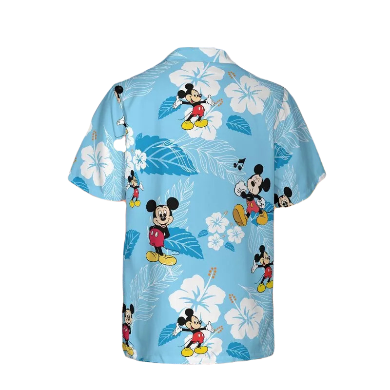 NoClaws MM Hawaii Shirt Disney MM Poses Tropical Flower Pattern Hawaiian Shirt Blue Unisex