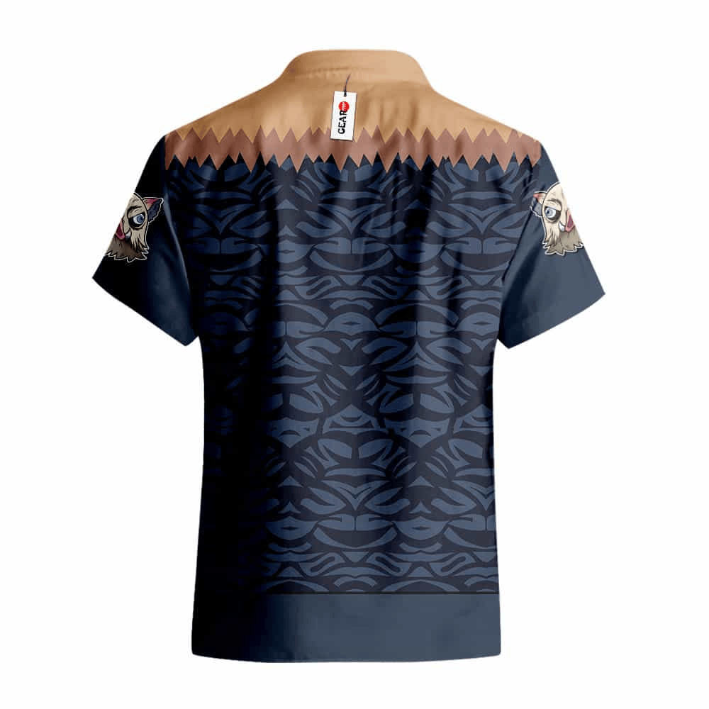 NoClaws NoClaws Demon Slayer Hawaii Shirt Inosuke Graphic Clothes Pattern Hawaiian Shirt Black Brown Unisex