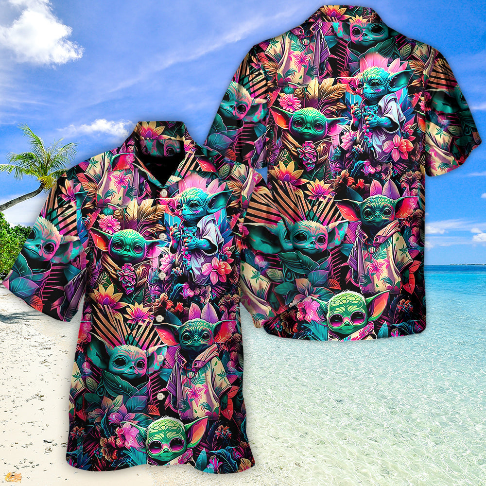 Starwars Baby Yoda Synthwave Cool - Hawaiian Shirt