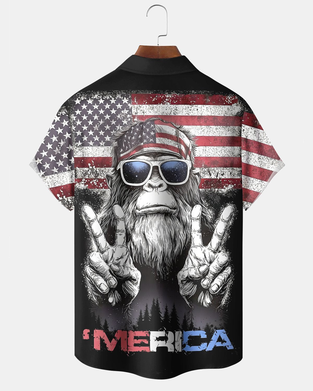 Alohadaddy® Men's Short-Sleeve Button-Down Shirt Vintage-Style USA 250th Anniversary Graphic Print with Chest Pocket