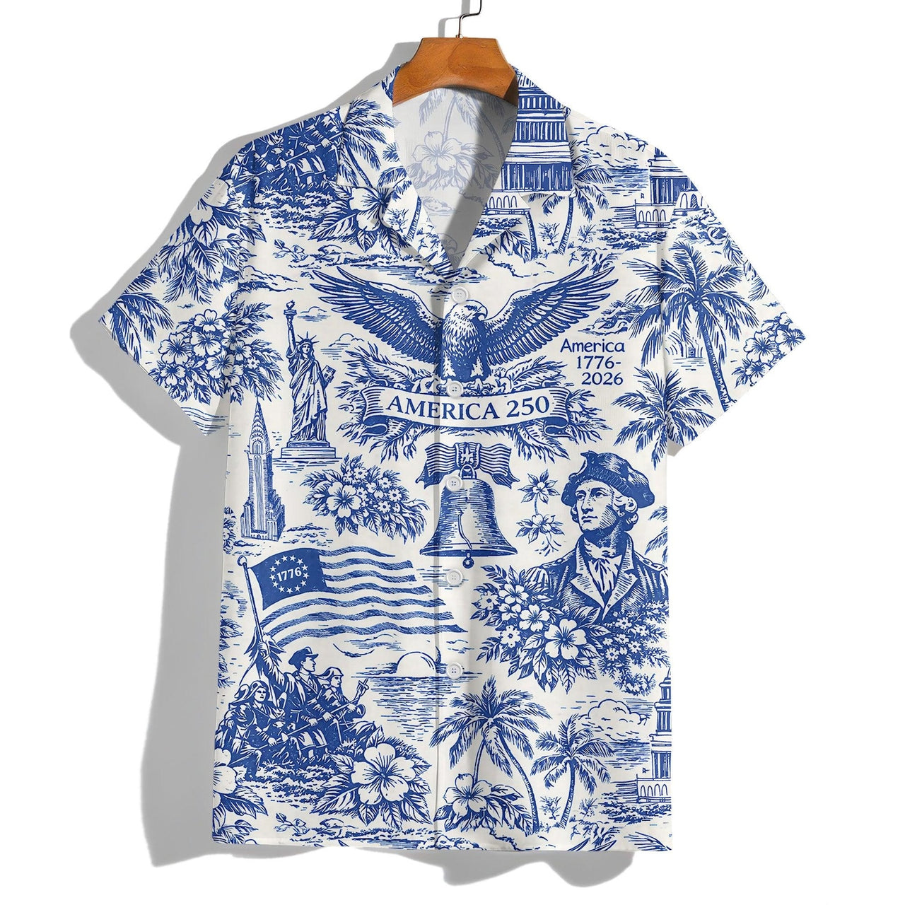America 250 Hawaii Shirt Patriotic USA Eagle 1776-2026 Aloha Shirt