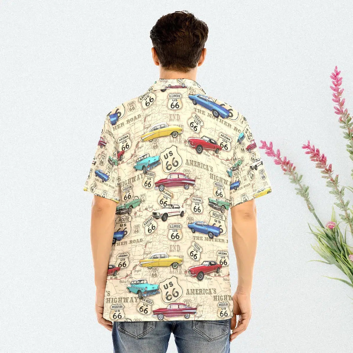 Amazing Vintage Retro Muscle Car On Route 66 Hawaiian Shirt
