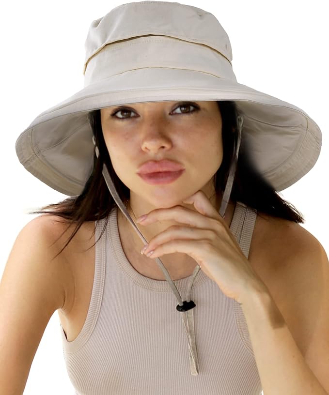 Sun Hats for Women Gardening Hat Wide Brim Ponytail Beach Sun