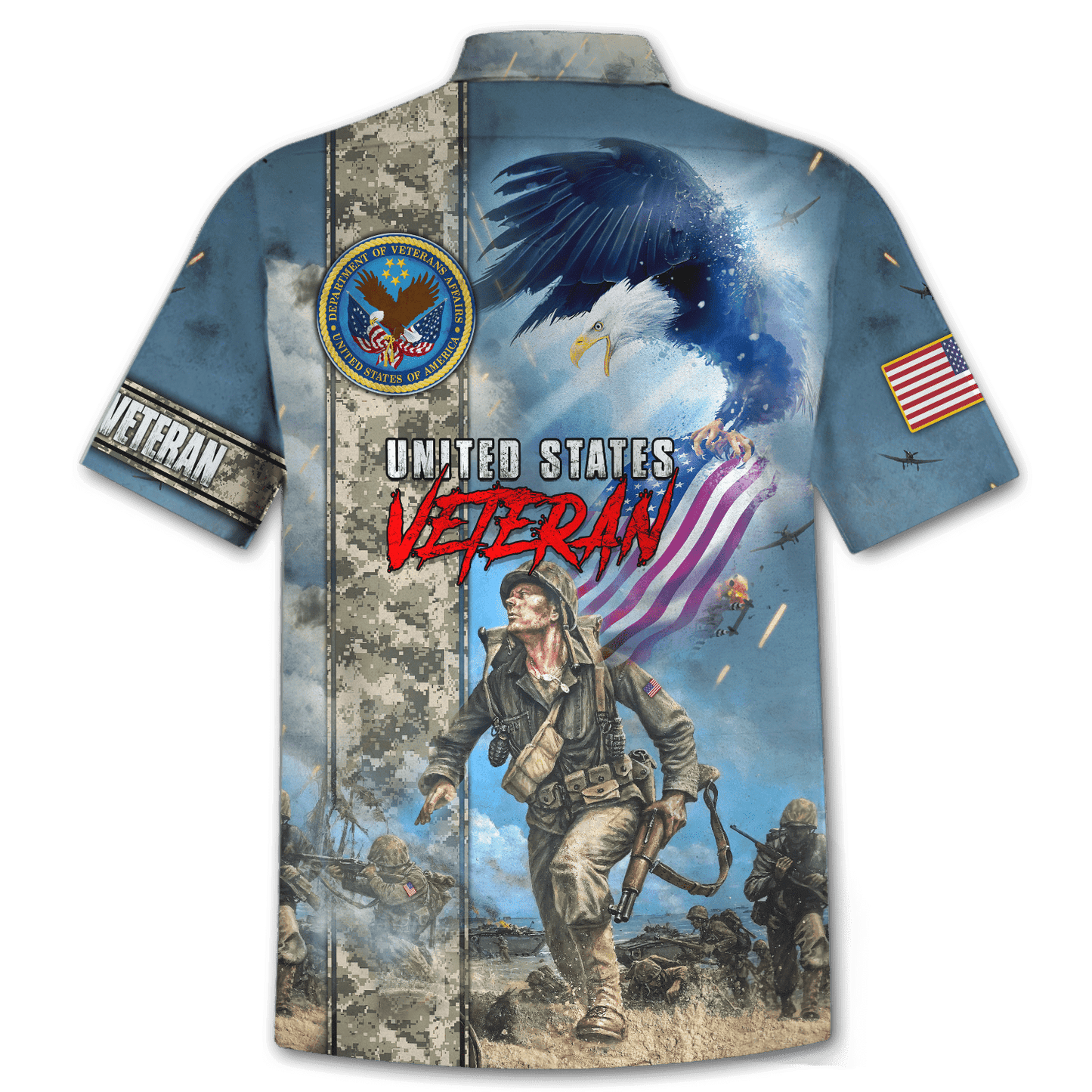 NoClaws Veteran Hawaii Shirt United States Veteran Soldier On Battlefield Hawaiian Shirt Blue Unisex
