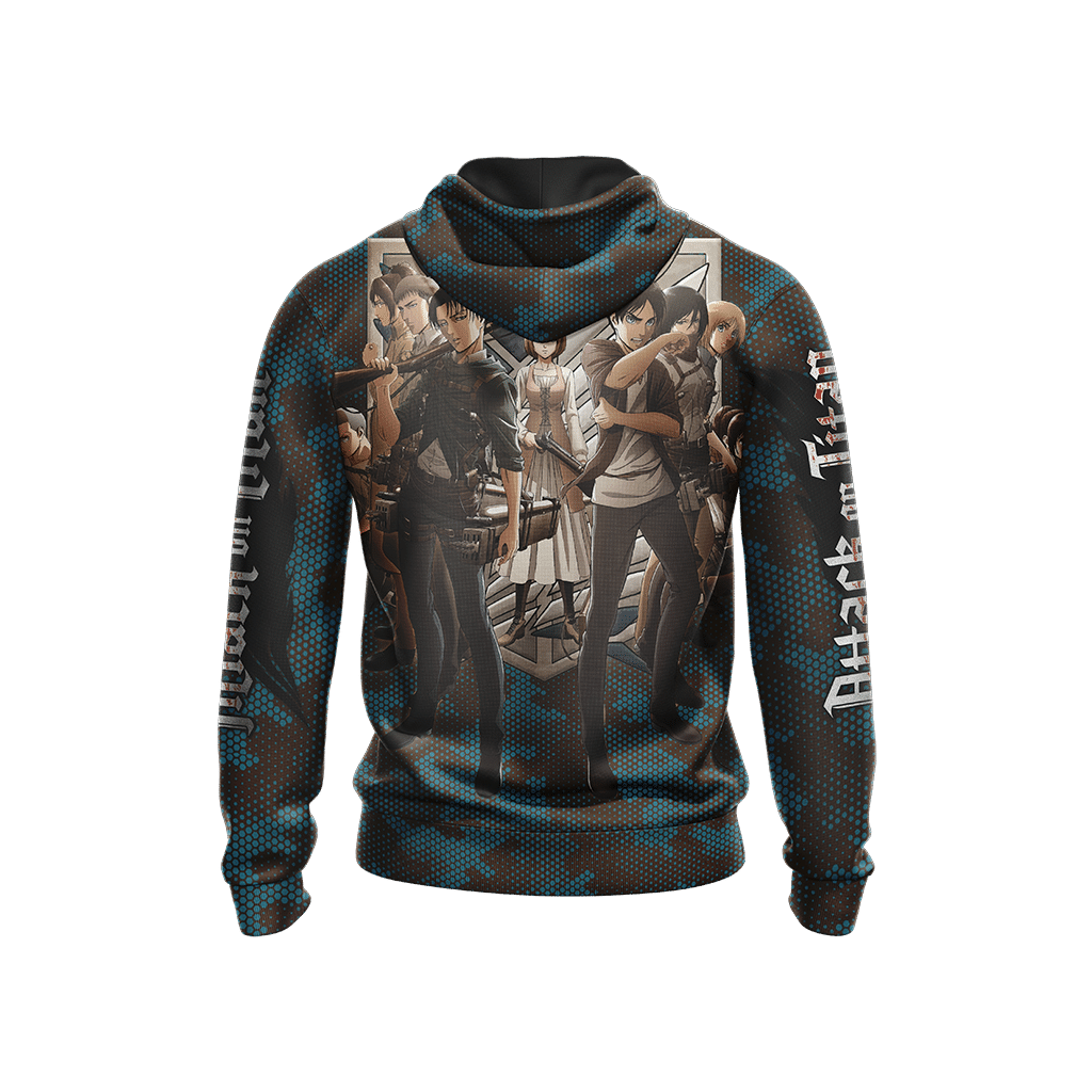 Attack On Titan Hoodie Attack On Titan Characters Graphic Hoodie Blue Black Unisex