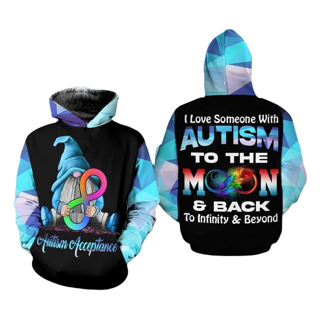 Autism Hoodie I Love Someone With Autism To Infinity Hoodie Black Blue Unisex