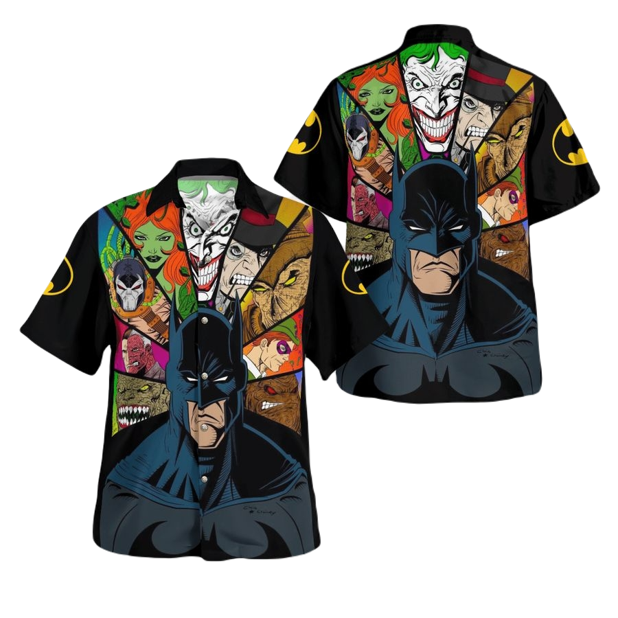 NoClaws Batman Hawaii Shirt DC Batman And All Villain Face Hawaiian Shirt Colorful Unisex