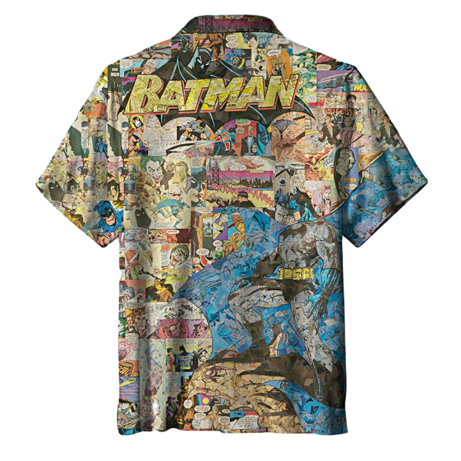 NoClaws Batman Hawaii Shirt DC Batman Comic Doodle Pattern Hawaiian Shirt Colorful Unisex
