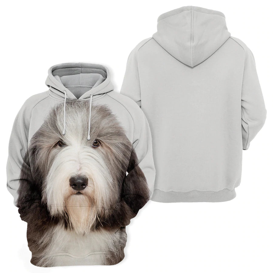 Dog Hoodie Bearded Collie Dog Face Graphic Hoodie Brown Gray Unisex