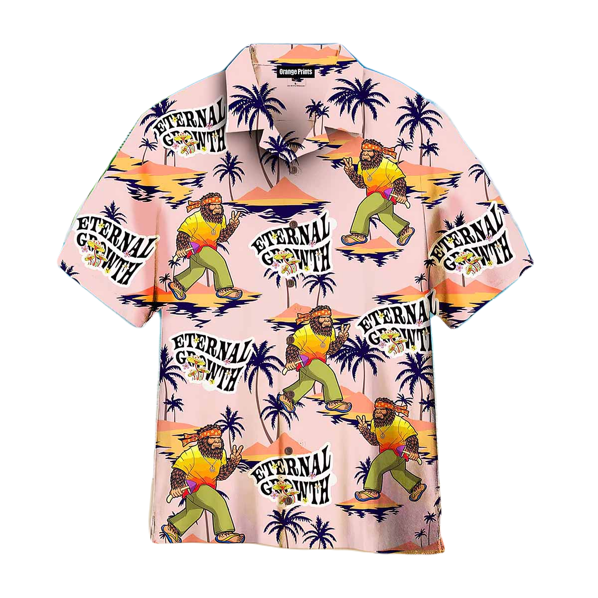 NoClaws Bigfoot Hawaii Shirt Bigfoot Hippie Eternal Growth Hawaiian Shirt Pink Unisex