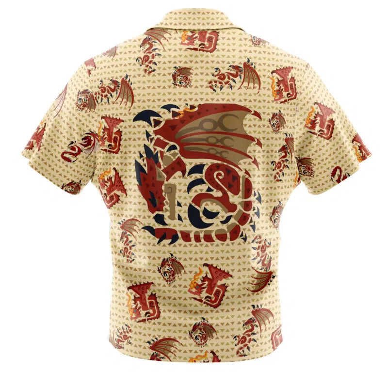 Rathalos Monster Hunter Pattern Button Up Hawaiian Shirt