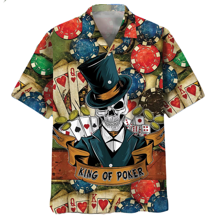 NoClaws Skull Hawaii Shirt Casino Skull King Of Poker Hawaiian Shirt Colorful Unisex
