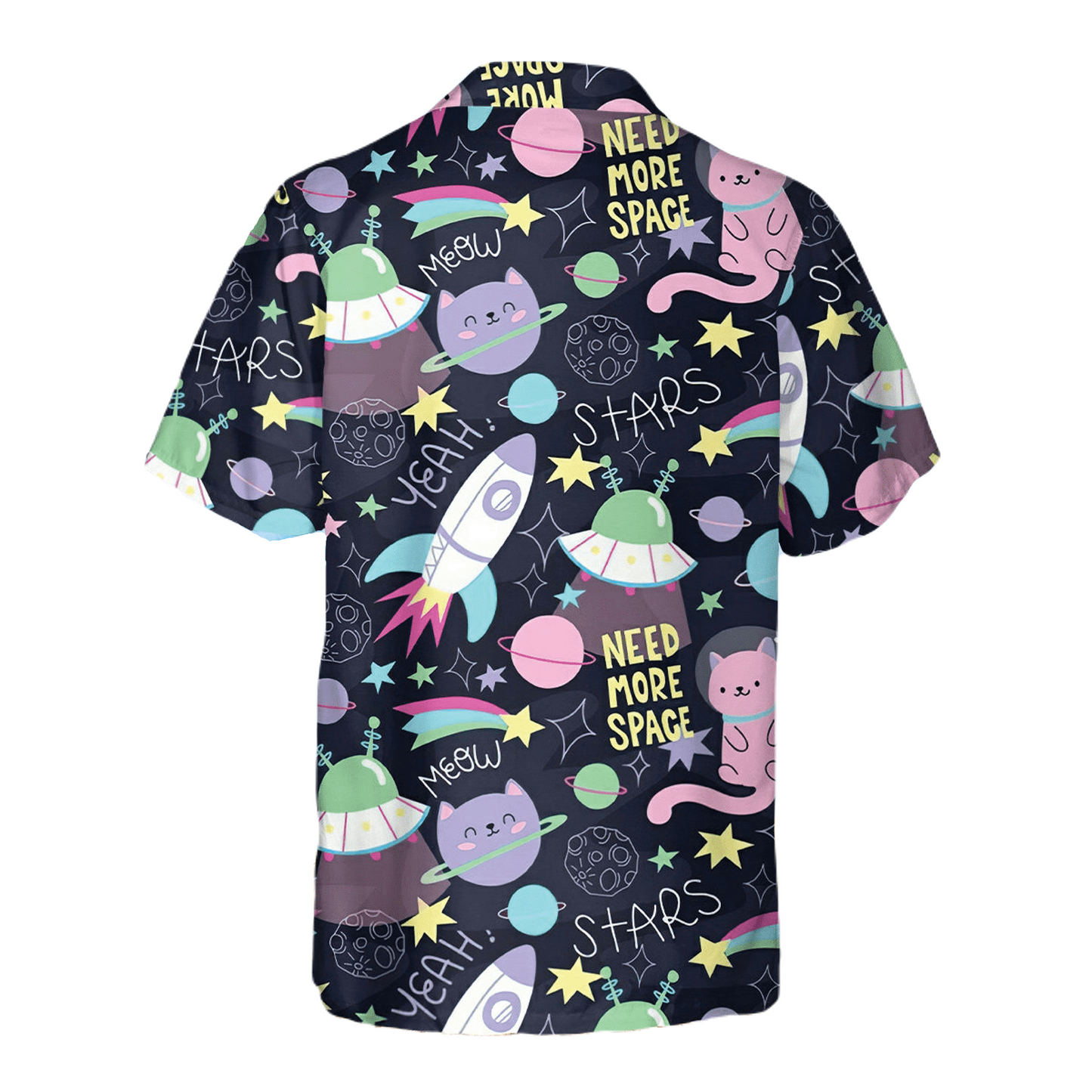 NoClaws Cat Hawaii Shirt Astronaut Cat Need More Space Pattern Hawaiian Shirt Colorful Unisex