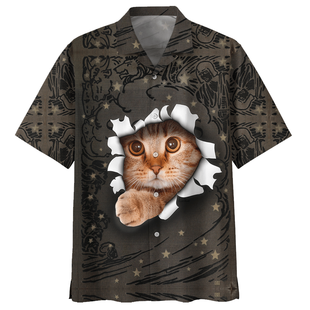 NoClaws Cat Hawaii Shirt Cat Shred The Paper Hawaiian Shirt Brown Unisex