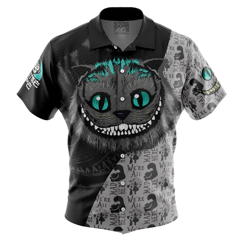 Cheshire Cat Alice in Wonderland Button Up Hawaiian Shirt