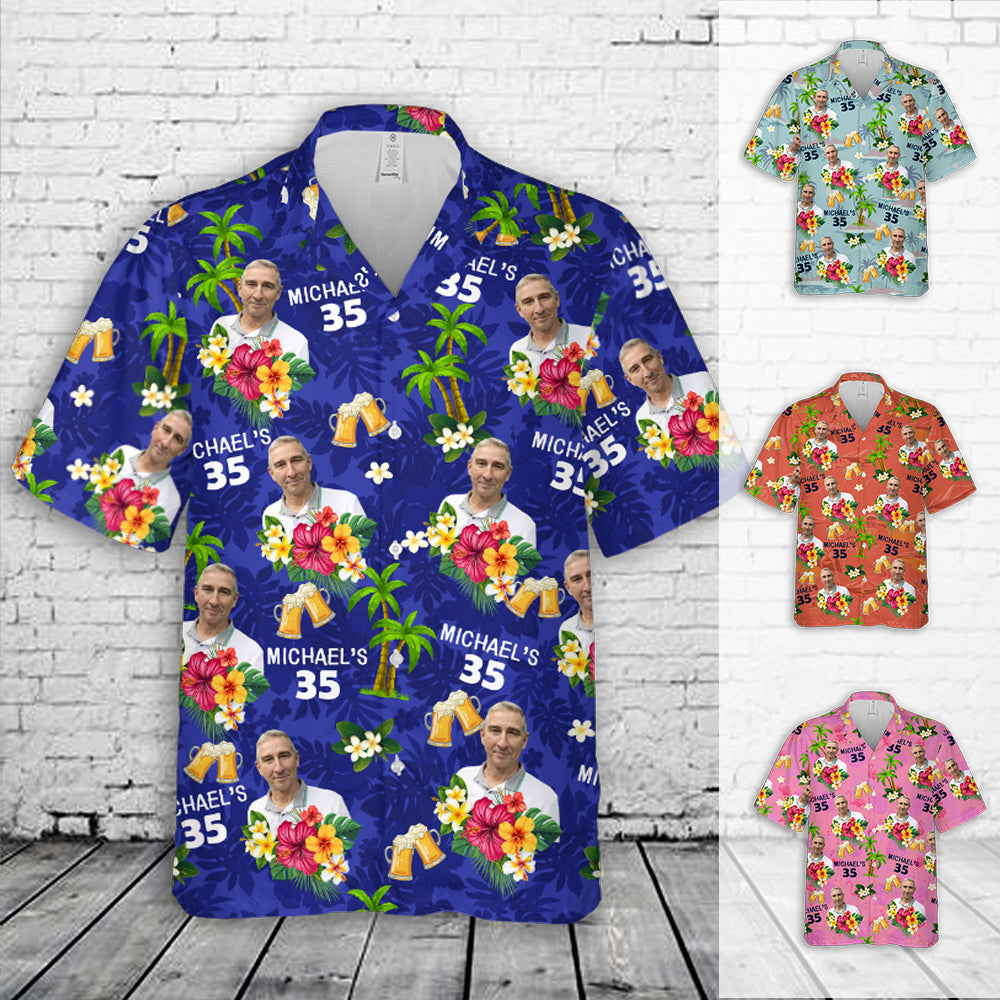 Custom Birthday Photo Hawaiian Shirt