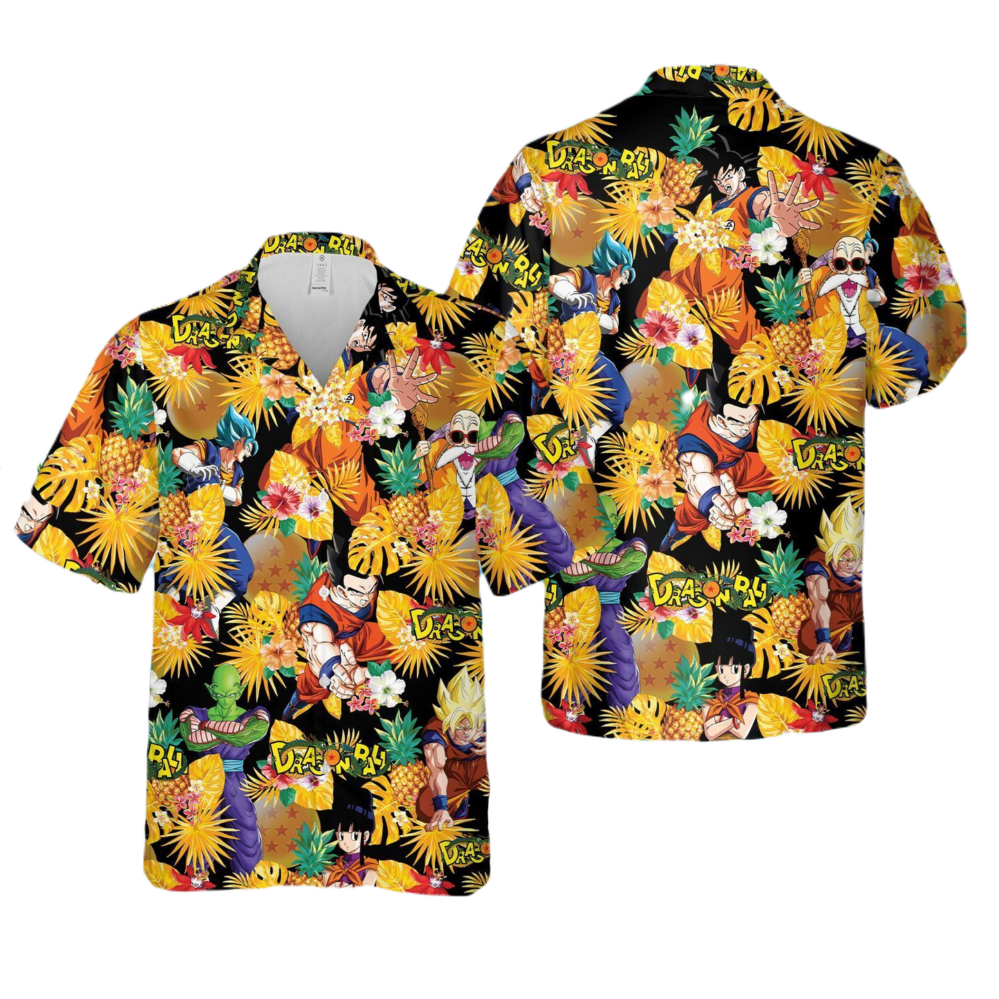 Dragon Ball Hawaii Shirt Dragon Ball Characters Pineapple Floral Hawaiian Shirt Yellow Unisex