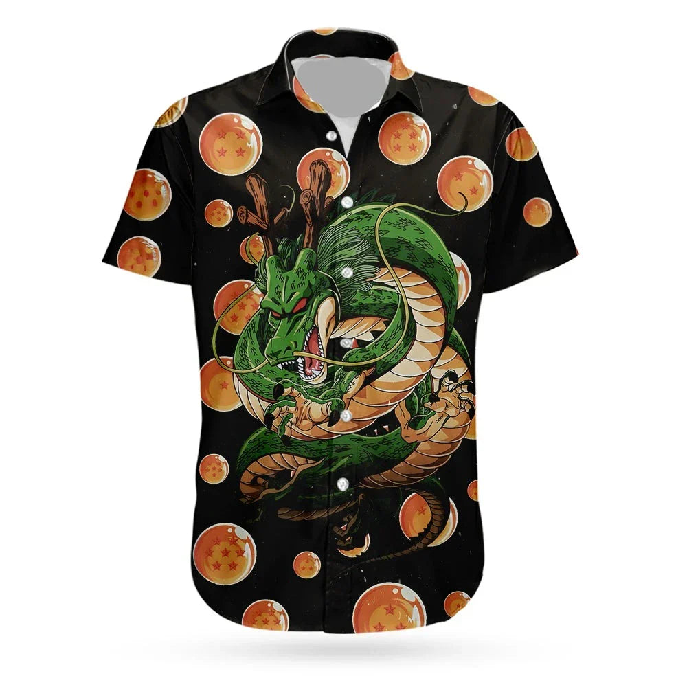 Dragon Ball Hawaii Shirt Shenron Dragon Dragon Ball Pattern Hawaiian Shirt Black Unisex
