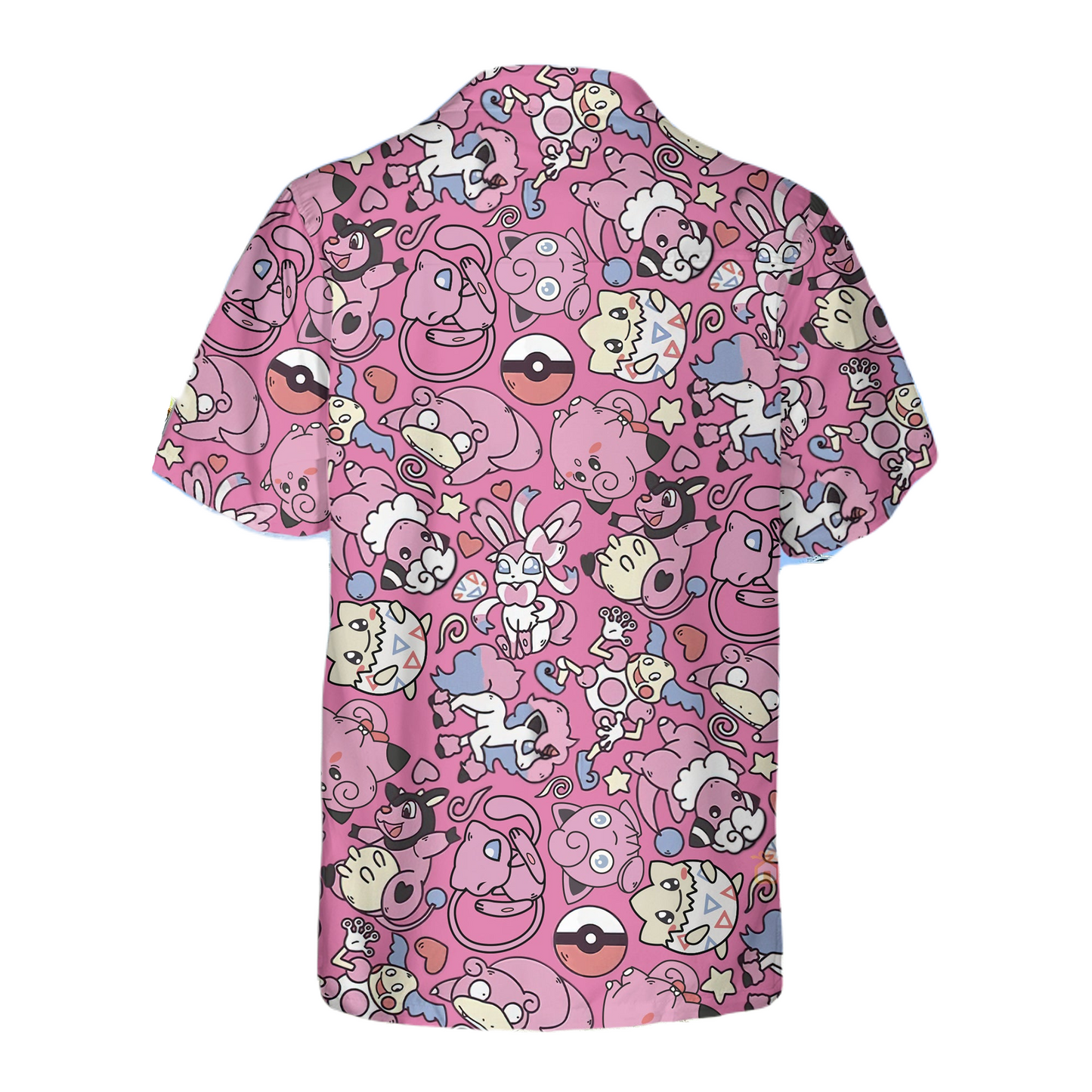 NoClaws Pokemon Hawaii Shirt All Fairy-type Pokemon Pattern Aloha Shirt Pink Unisex
