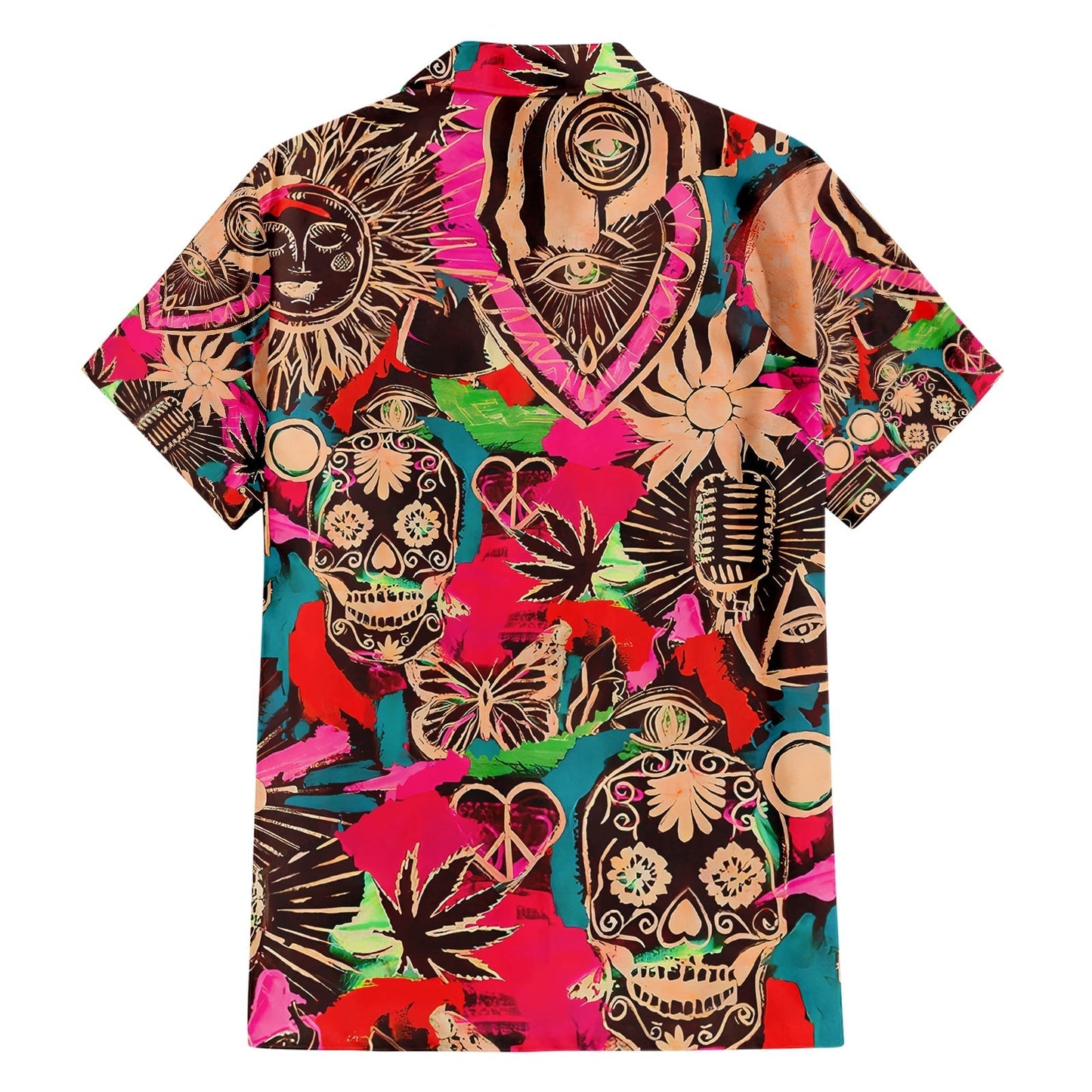 NoClaws Skull Hawaii Shirt Festival Memories Sugar Skull Hawaiian Shirt Pink Unisex