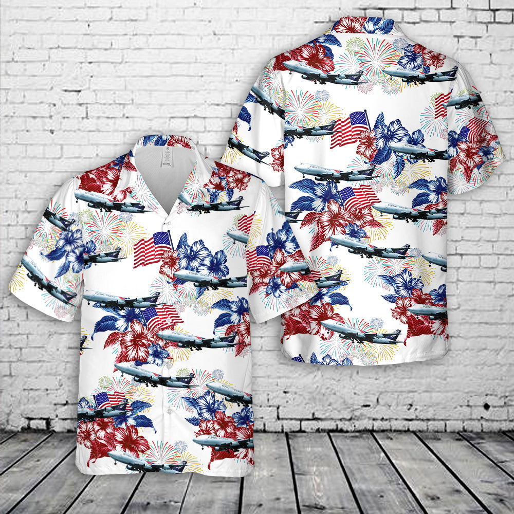 Flying Tiger Line Boeing 747-200, 4th Of July Hawaiian Shirt