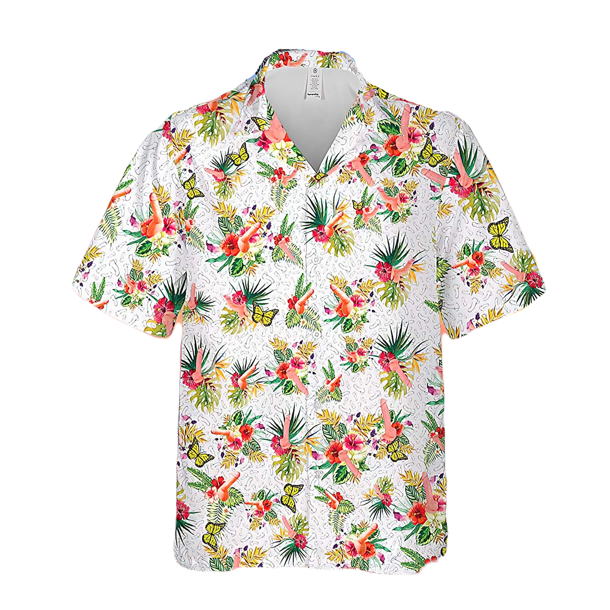 NoClaws Funny Hawaii Shirt Dunny Pnis Tropical Flower Pattern Hawaiian Shirt White Unisex
