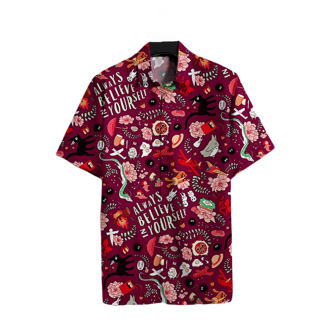 NoClaws Studio Ghibli Hawaii Shirt Always Believe In Yourself Ghibli Characters Hawaiian Shirt Red Unisex