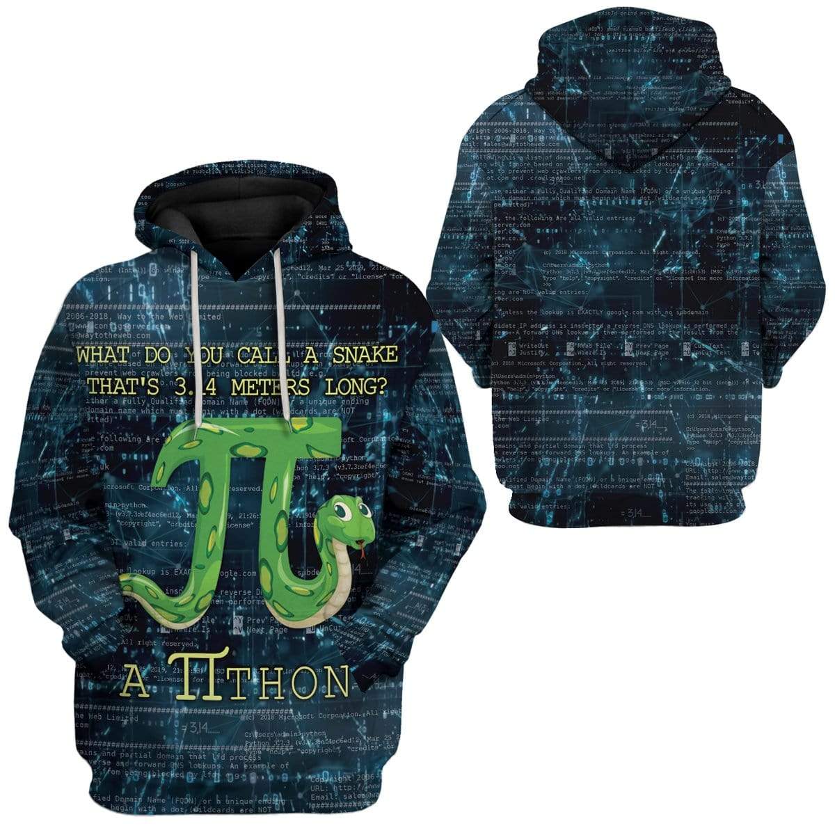 Pi Hoodie What Do You Call Pithon Pi Day Hoodie Math Hoodie Blue Unisex