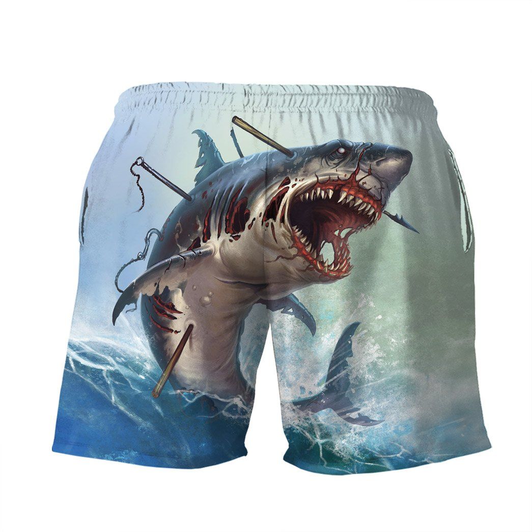 Shark Shorts Monster Shark in Ocean Graphic Beach Shorts Blue
