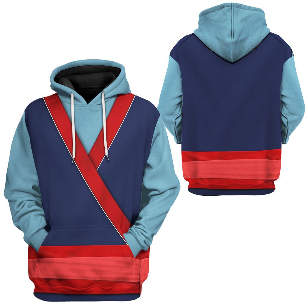 DN Hoodie DN Princess Mulan Dress Costume Hoodie Blue Unisex